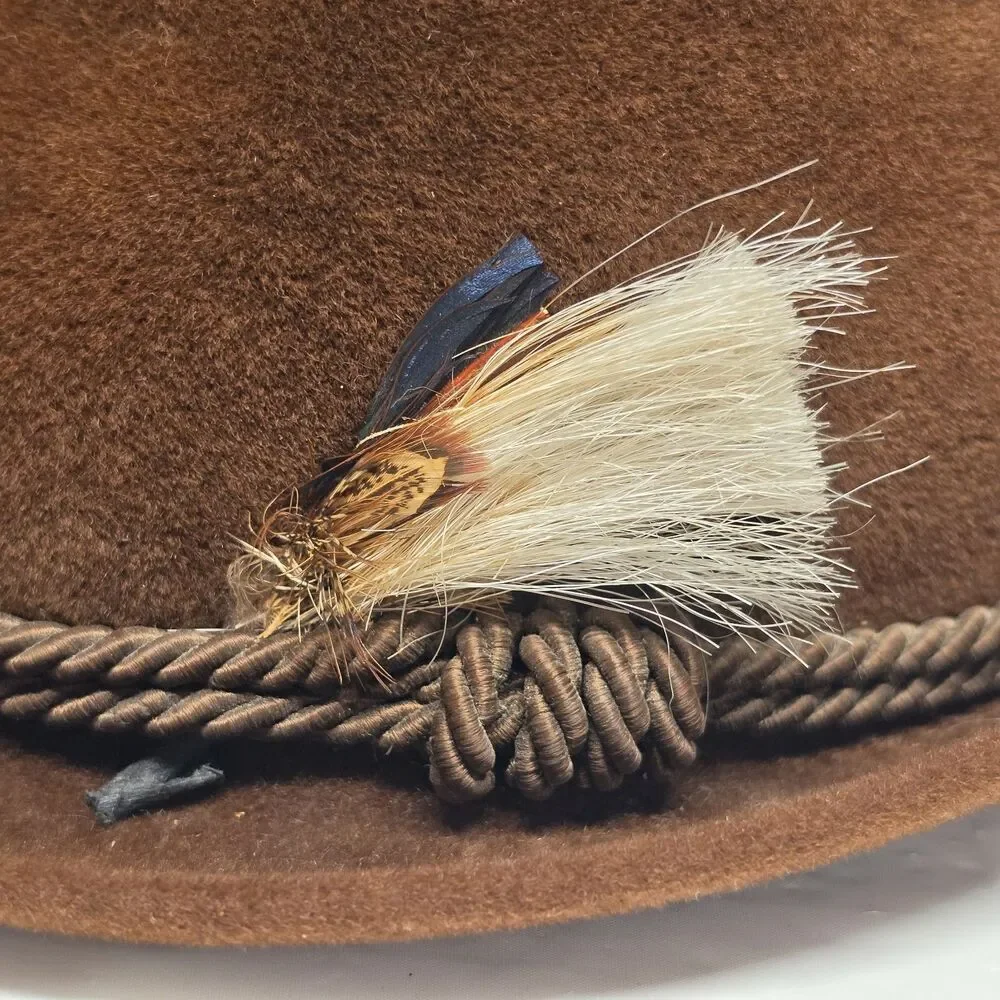 Vintage Eichenberger Switzerland Brown Beaver Hat Hunter Fedora Size 7 1/8 EU 57